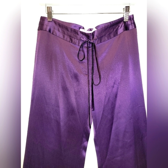Michelle Farmer Silk Charmeuse Pants In Plum Size X-Small - Picture 7 of 16